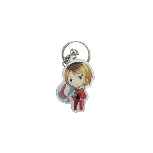 Haikyuu Character Keychain Acrylic Keychain with anime character holding a volleyball on a grid background by Shonen Realm Apparel