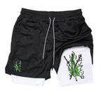 Anime-inspired sword print shorts from Shonen Realm Apparel in black and white