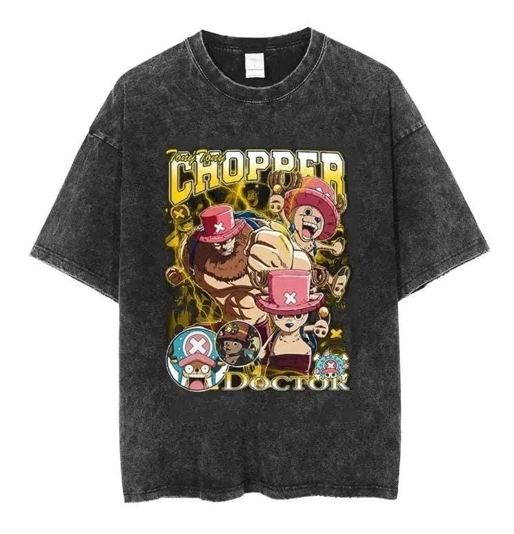 Portgas D Ace Vintage Washed Anime Graphic T-Shirt