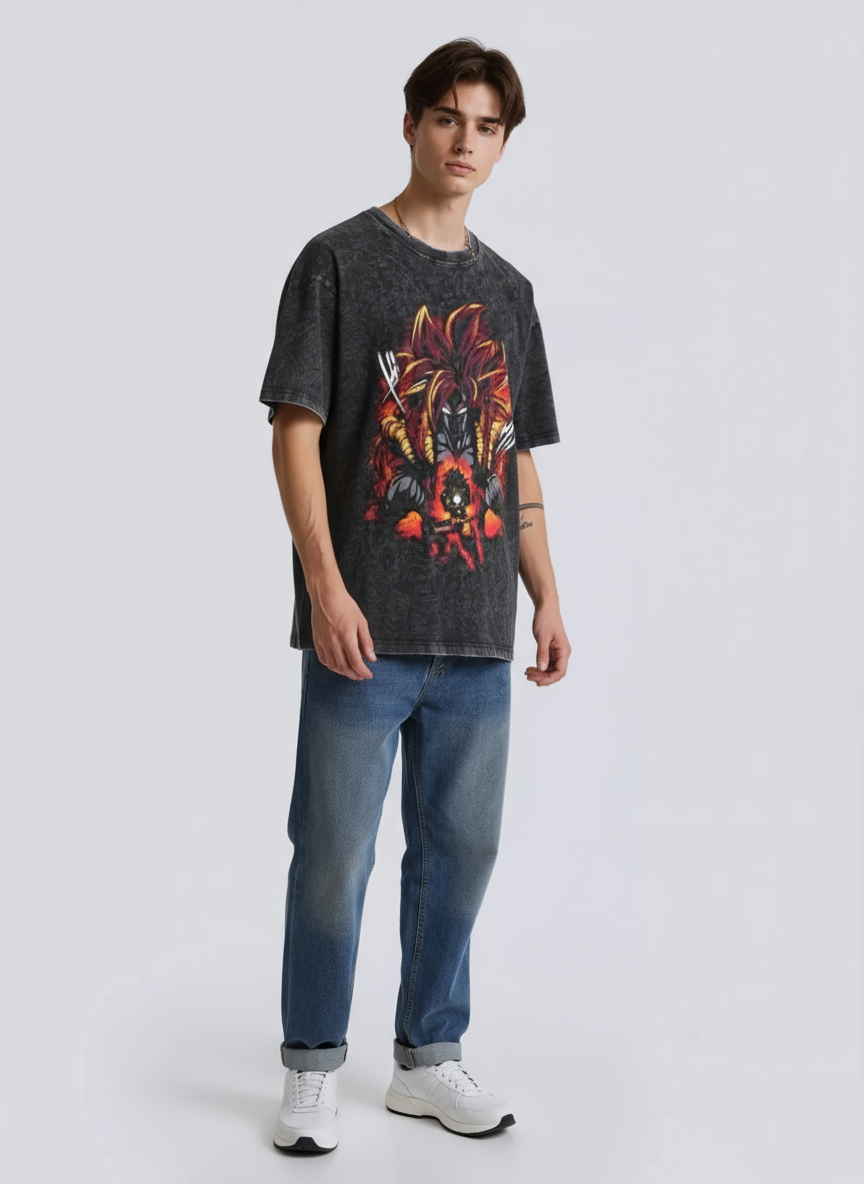 Blazing Rage Anime-Inspired Graphic T-Shirt