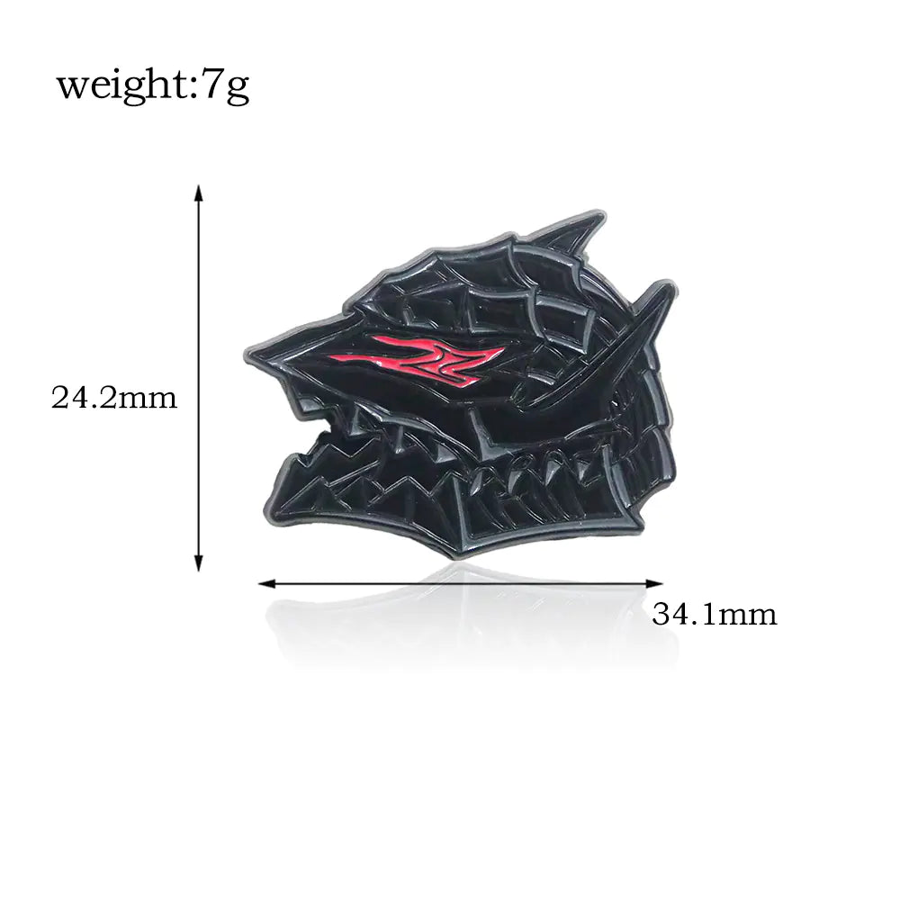 Windblade Pendant - Black and red emblem with measurements and weight
