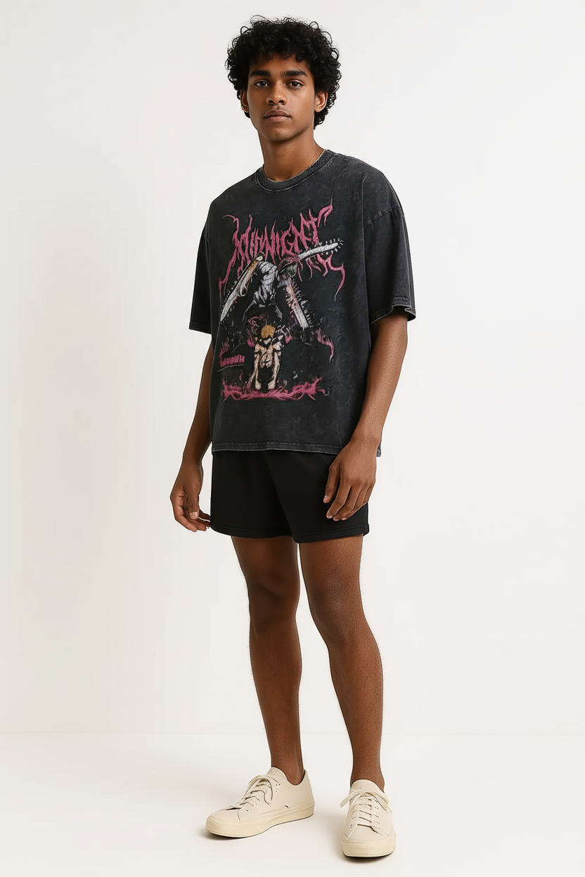 Chainsaw Rampage Anime-Inspired Graphic T-Shirt