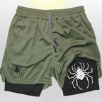 Compression liner detail of Shonen Realm Apparel workout shorts in green