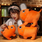 Chainsaw Pup Vibes Cute orange plush pendant on display – Shonen Realm Apparel