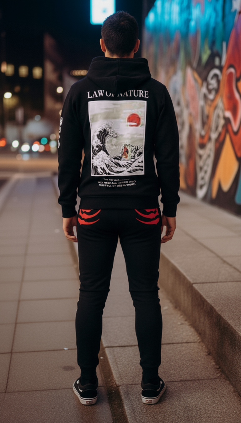 Japanese Street Retro Wave Hoodie