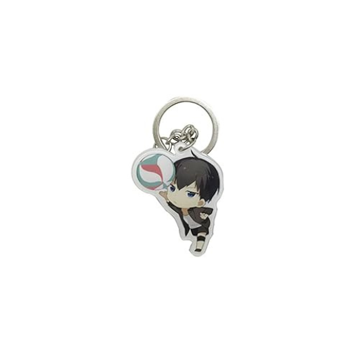 Haikyuu Character Keychain Keychain with an anime-style character holding a blue, white and red volley ball by Shonen Realm Apparel