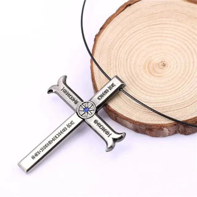 Cross Sword Pendant Necklace - Mihawk sword necklace close-up 