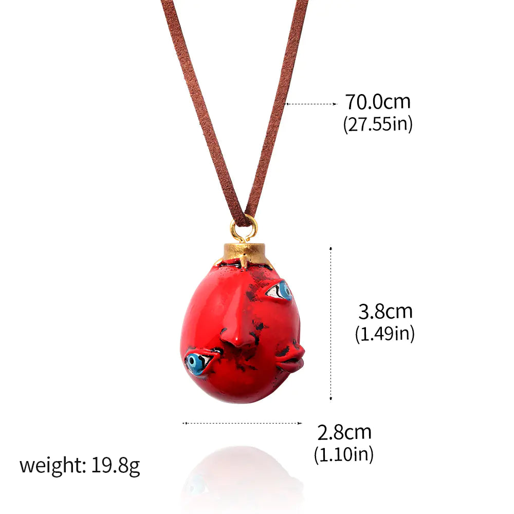 Windblade Pendant - Red pendant necklace with eyes with measurements 