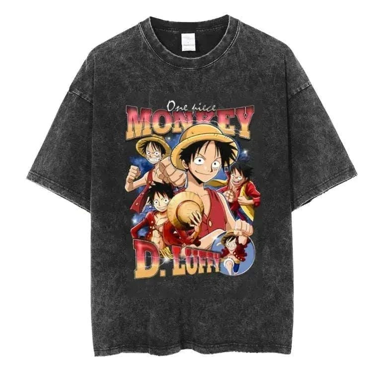 Portgas D Ace Vintage Washed Anime Graphic T-Shirt