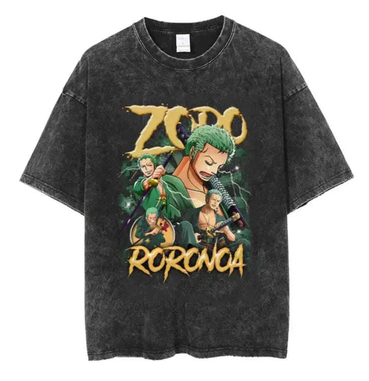 Portgas D Ace Vintage Washed Anime Graphic T-Shirt