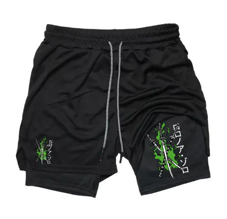Shonen Realm Apparel Three Blades Flow 2-in-1 Training Shorts front view