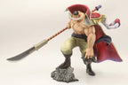 Shonen Realm Apparel Whitebeard Red Cloak anime figure front view - Action figure of a muscular character with a large sword 