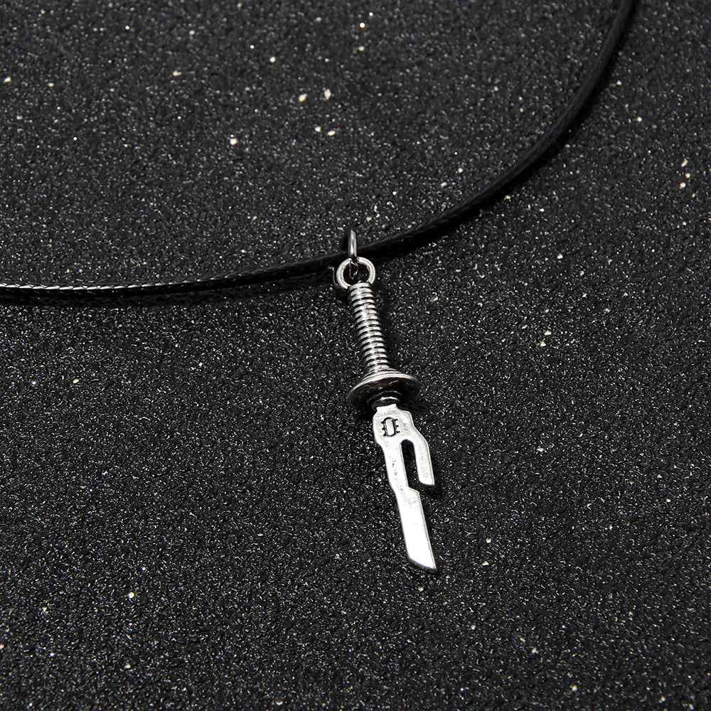 Shonen Realm Apparel anime hook pendant necklace on display 