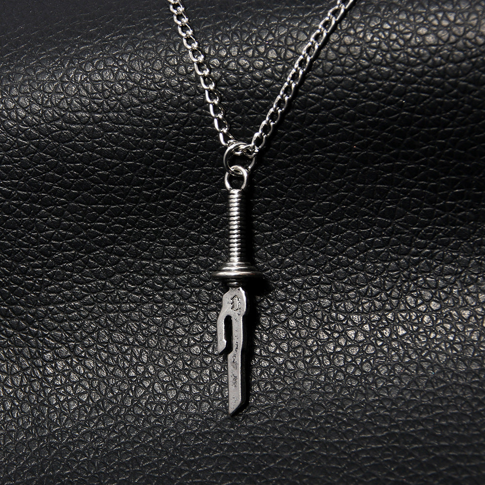 Shonen Realm Apparel anime necklace in silver finish close-up