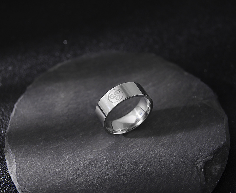 Stainless Steel Anime Ring close-up silver 