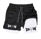 Shonen Realm Apparel compression lined athletic shorts with anime-style print