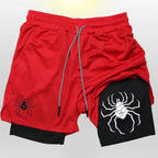 Shonen Realm Apparel hero-inspired gym shorts in black and red