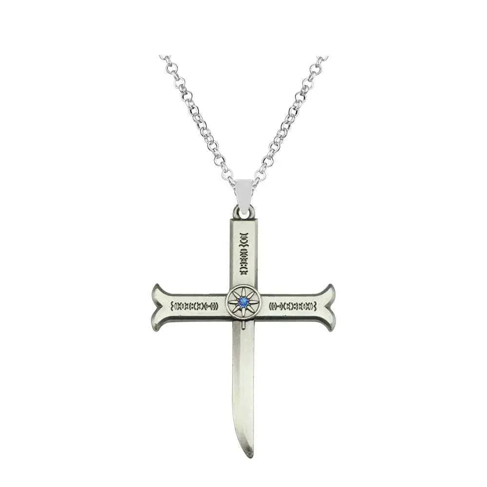 Cross Sword Pendant Necklace - Shonen Realm Apparel silver sword pendant for anime fans