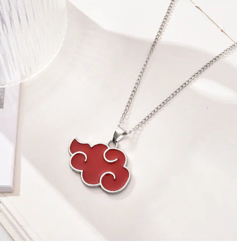 Shinobi Energy Pendant –  Red cloud-shaped pendant on a silver chain