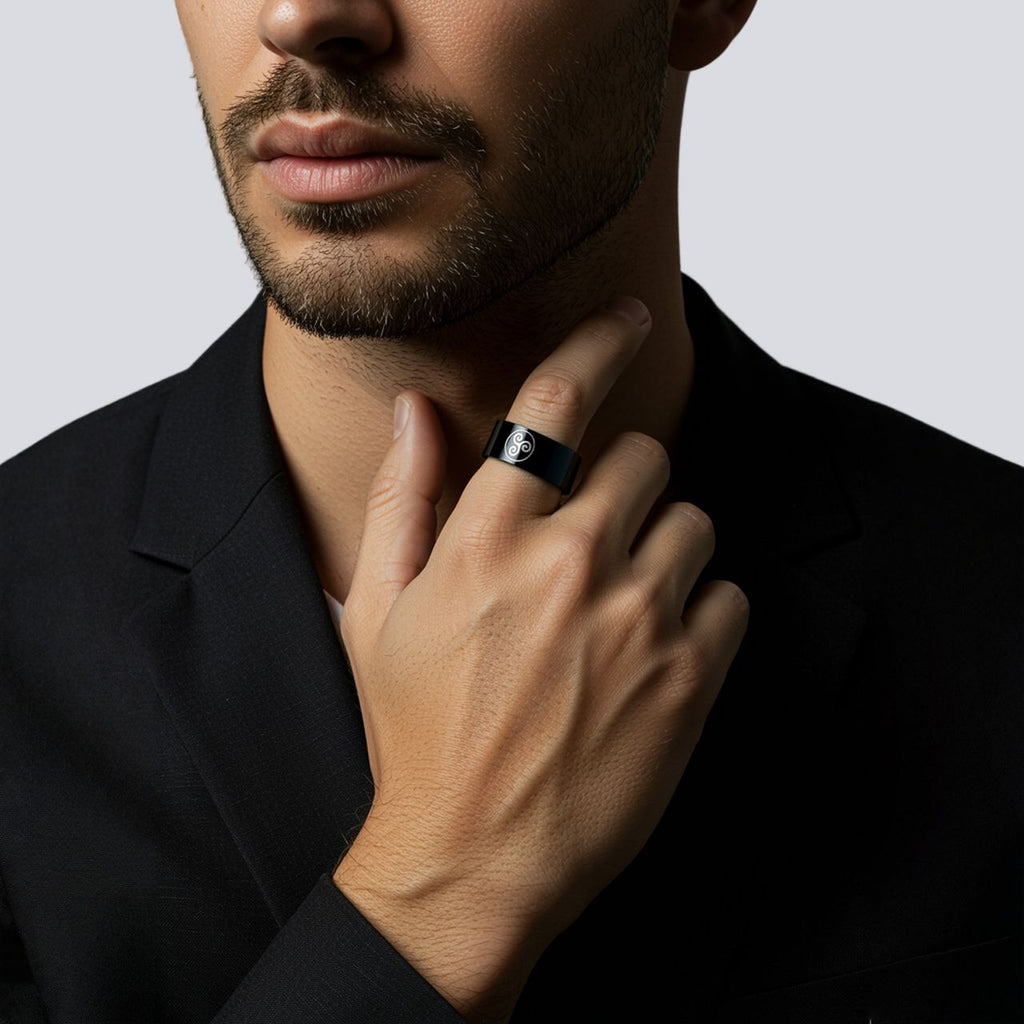 Stainless Steel Anime Ring Black